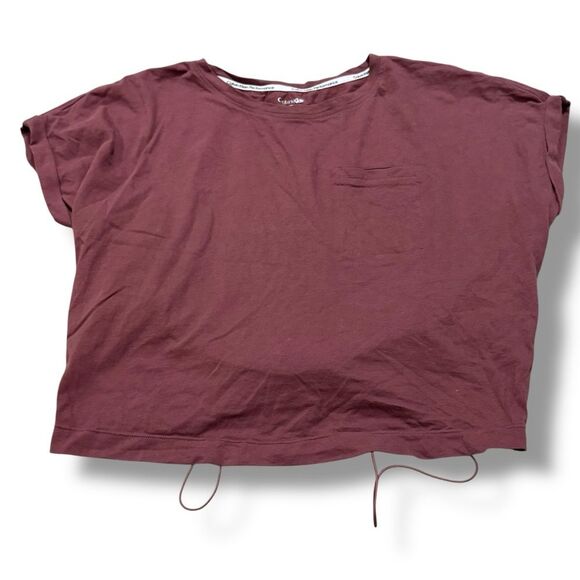 Calvin Klein Pink Performance Drawstring Tee Medium Oversized Activewear Top - Picture 3 of 9